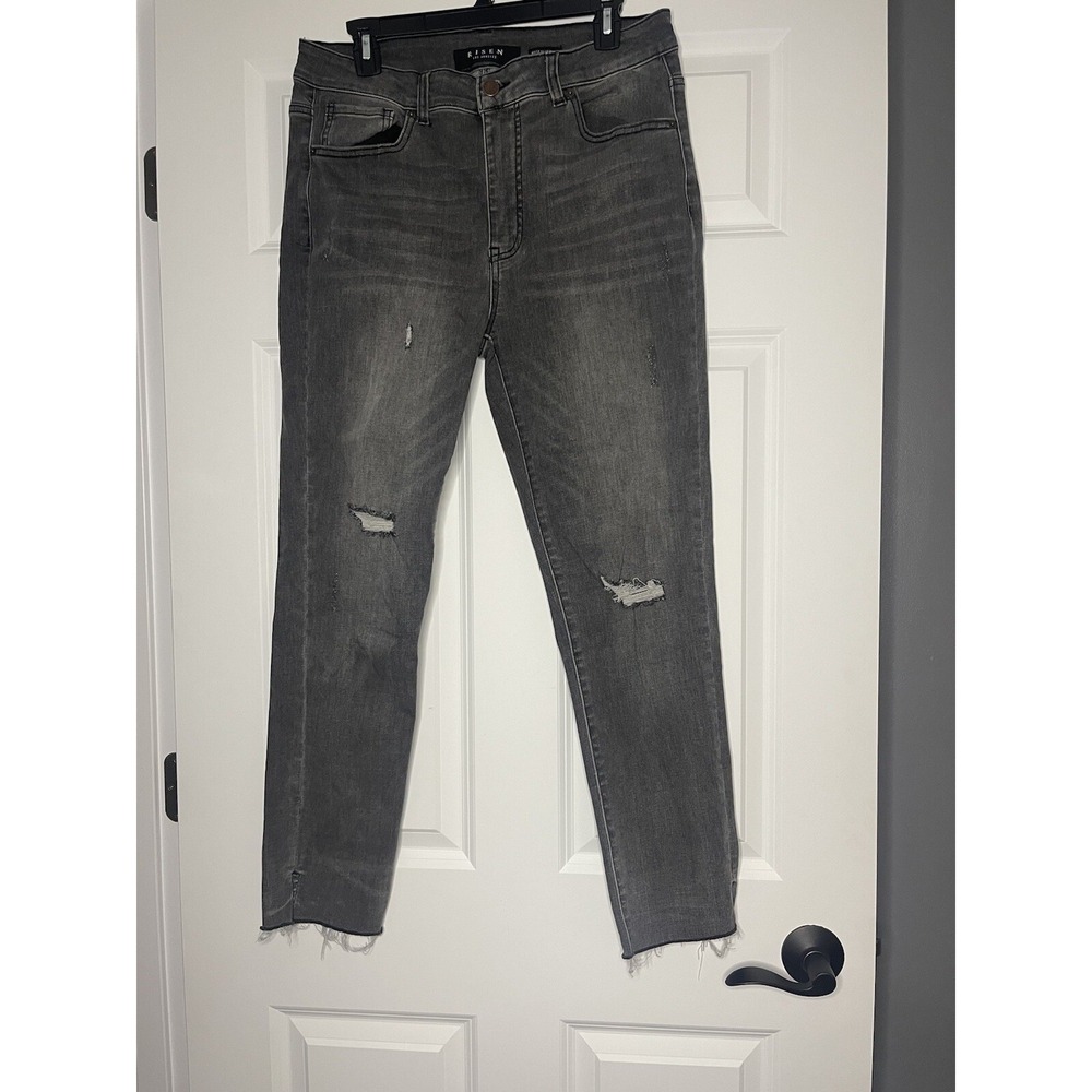 Risen Los Angeles Distressed Skinny Denim Jeans 32w size 15 charcoal